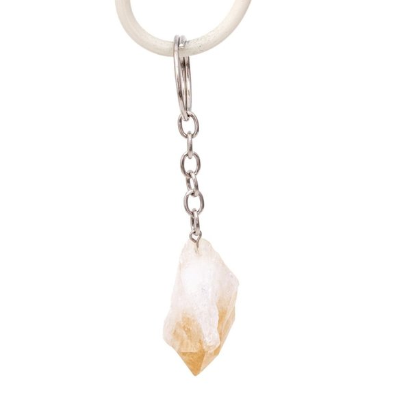 Rough Citrine Point Gemstone Keychain Raw Crystal Metaphysical Shop For Success - Picture 2 of 3